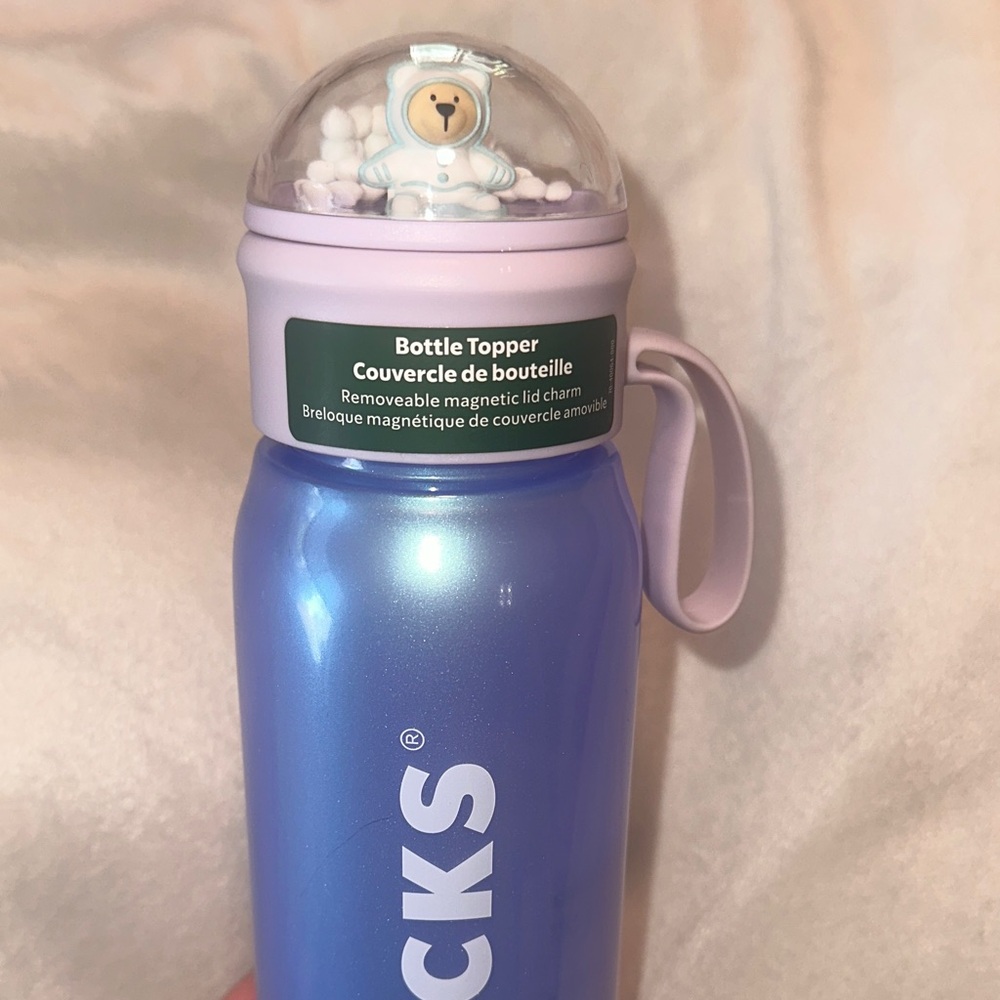 NWT SNOW GLOBE BEAR MAGNETIC LID PURPLE STARBUCKS CUP